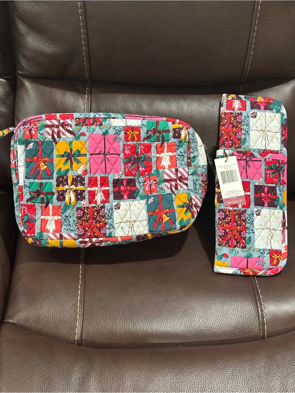 Vera Bradley Quilted Cosmetic Bag and Curling and Flat Iron Cover